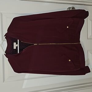 Susan Graver maroon zip up jacket size L